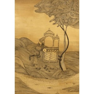 Rohail Ghouri, 13 X 19  Inch, Tea Wash & Pointer on Wasli, Miniature Painting, AC-RG-012